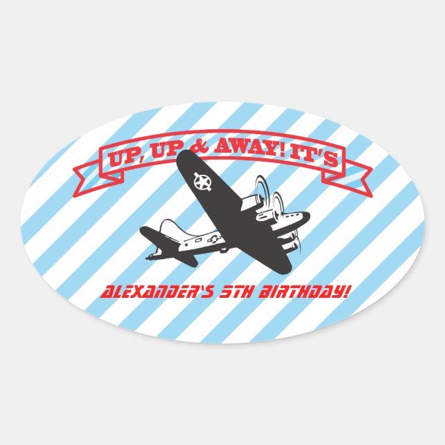 Aeroplane BIrthday Party Stickers (Front)