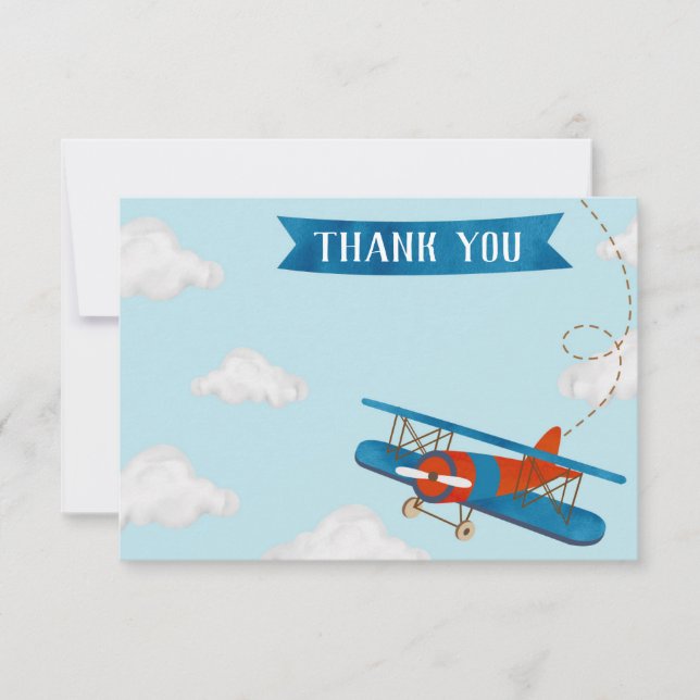 Aeroplane Birthday Party Thank You Cards (Front)