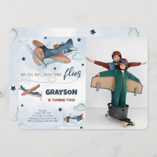 Aeroplane Birthday Photo Invitations