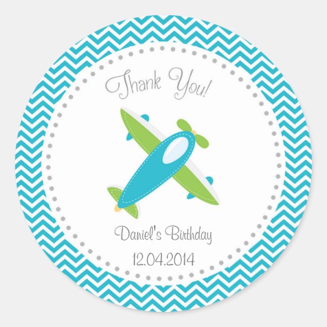 Aeroplane Birthday Sticker (Front)