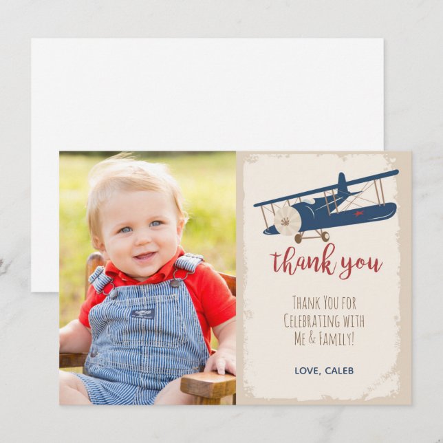 Aeroplane Birthday Thank You Card (Front/Back)