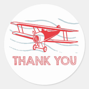 Aeroplane Birthday Thank you Classic Round Sticker