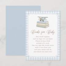 Aeroplane Blue Gingham Baby Shower Books for Baby