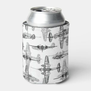 Aeroplane Blueprint 1 Drinks Can Cooler
