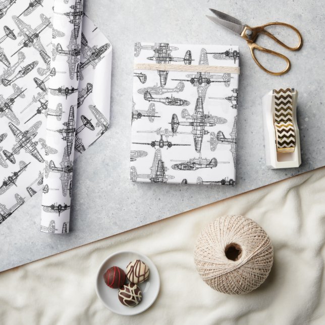 Aeroplane Blueprint 1 Wrapping Paper (Crafts)