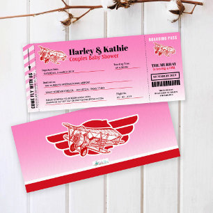 Aeroplane Boarding Pass Couples Shower Invitation