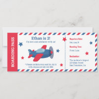 Aeroplane Boarding Pass Stripes Boys Birthday Part