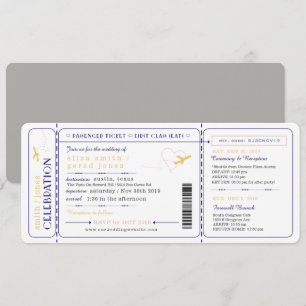 Aeroplane Boarding Pass Ticket Wedding Invitation