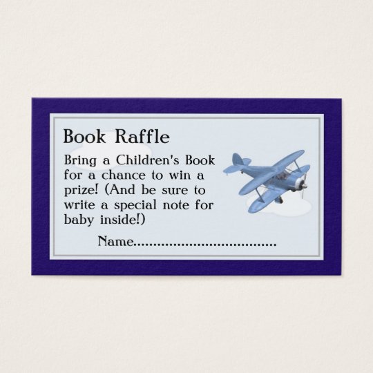 Aeroplane Book Raffle Tickets, Baby Shower Game Business Card