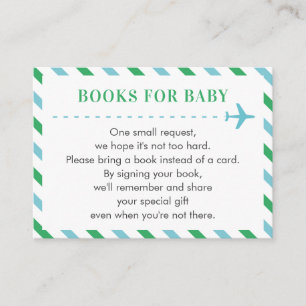 Aeroplane Books for Baby Request Blue Green Boy Enclosure Card
