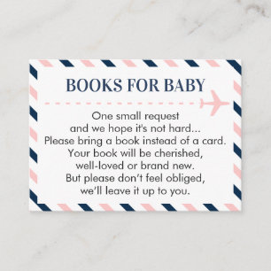 Aeroplane Books for Baby Request Pink Navy Boy Gir Enclosure Card