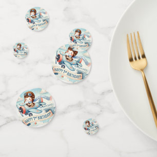 Aeroplane Boy 1st Birthday Party Confetti