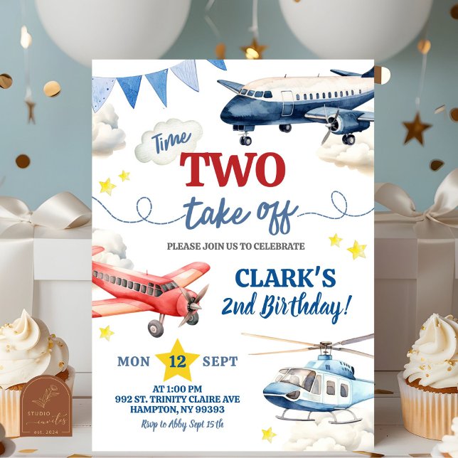 Aeroplane Boy 2nd Birthday Invitation (Creator Uploaded)
