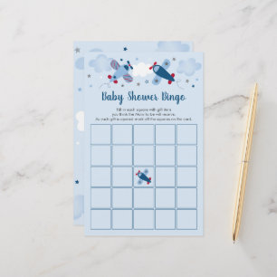 Aeroplane Boy Baby Shower Bingo Game