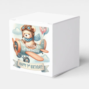 Aeroplane Boy Bear 1st Birthday Party Favour Box