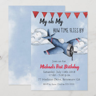 Aeroplane Boy Birthday Party Invitation