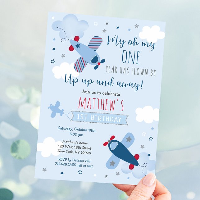 Aeroplane Boy First Birthday Invitation (Creator Uploaded)