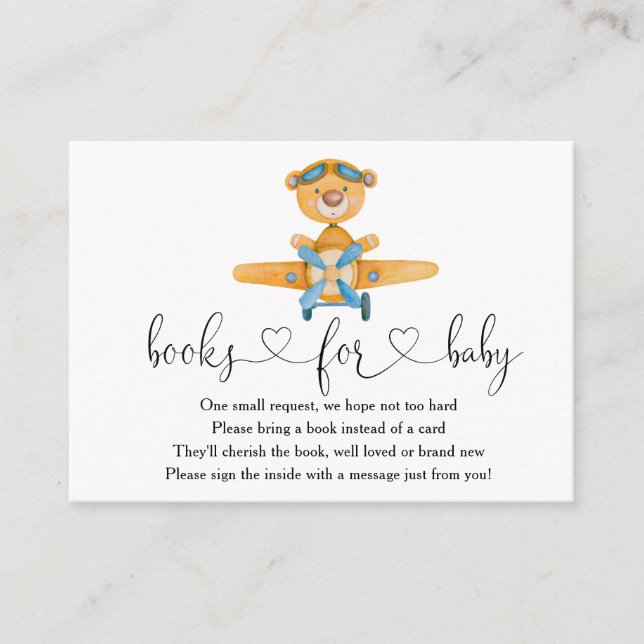 Aeroplane Boy Teddy Bear Books For Baby Enclosure Card (Front)