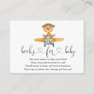 Aeroplane Boy Teddy Bear Books For Baby Enclosure Card