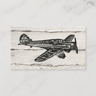 Aeroplane Business Cards - Vintage Wood