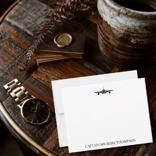 Aeroplane Captain Pilot Aviator Modern Black Custo Card