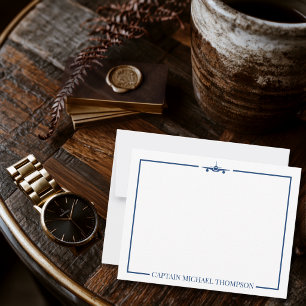 Aeroplane Captain Pilot Aviator Modern Blue Custom Card