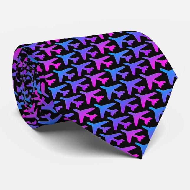 Aeroplane Captain Tie Armani Neon Black (Rolled)