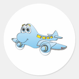 Aeroplane Cartoon Classic Round Sticker