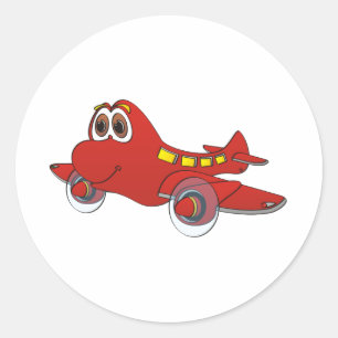 Aeroplane Cartoon Classic Round Sticker