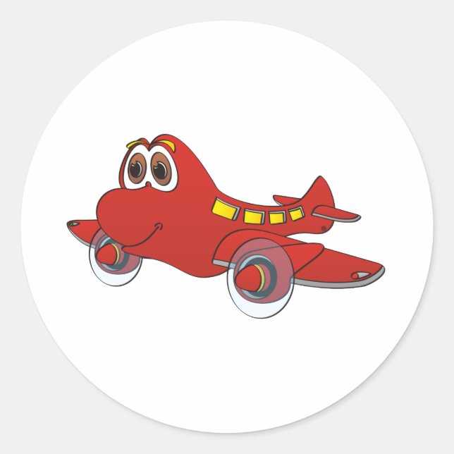 Aeroplane Cartoon Classic Round Sticker (Front)