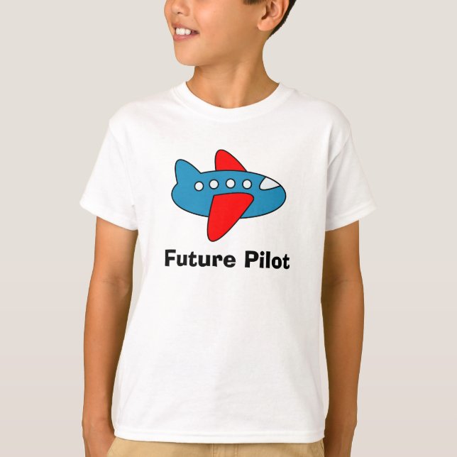 Aeroplane cartoon kids tee shirt for future pilot (Front)