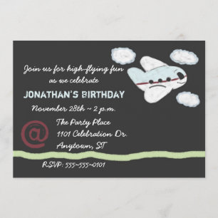 Aeroplane Chalk Drawing Chalkboard Party Invitatio Invitation
