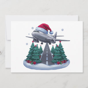 Aeroplane Christmas Santa Hat Pilot Aviation Xmas Holiday Card