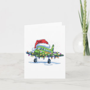 Aeroplane Christmas Tree Lights Merry Christmas Xm Card