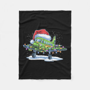 Aeroplane Christmas Tree Lights Merry Christmas Xm Fleece Blanket