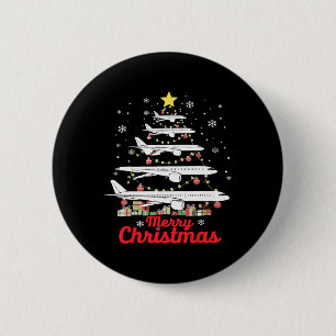 Aeroplane Christmas Tree Merry Christmas Most Like 6 Cm Round Badge