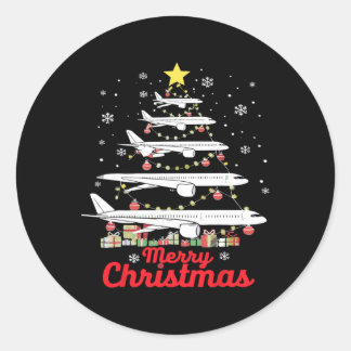Aeroplane Christmas Tree Merry Christmas Most Like Classic Round Sticker