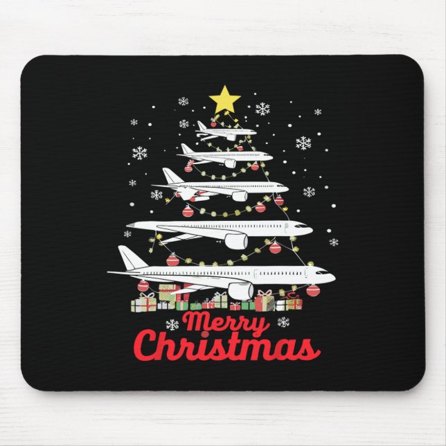Aeroplane Christmas Tree Merry Christmas Most Like Mouse Mat (Front)