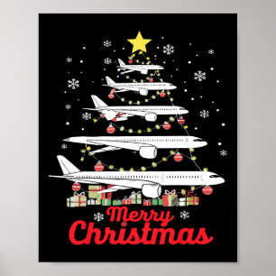 Aeroplane Christmas Tree Merry Christmas Most Like Poster