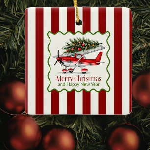 Aeroplane Christmas Tree & Photo Simple Aviation Ceramic Ornament