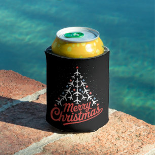 Aeroplane Christmas Tree Pilot Can Cooler