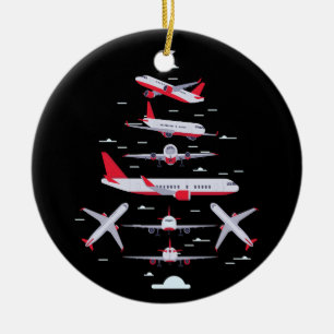 Aeroplane Christmas Tree Pilot Merry Christmas Xma Ceramic Tree Decoration