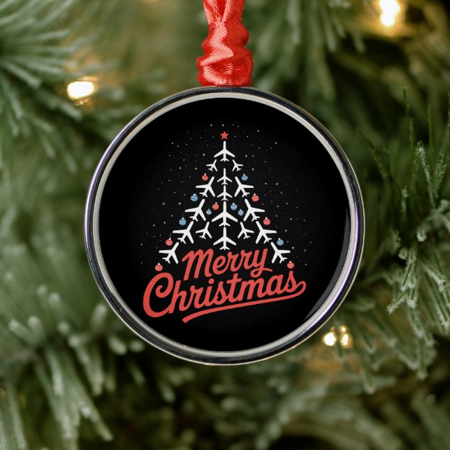 Aeroplane Christmas Tree Pilot Metal Tree Decoration (Tree)
