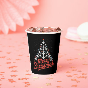 Aeroplane Christmas Tree Pilot Paper Cups