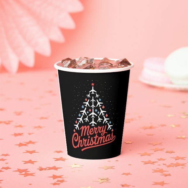 Aeroplane Christmas Tree Pilot Paper Cups (Insitu)