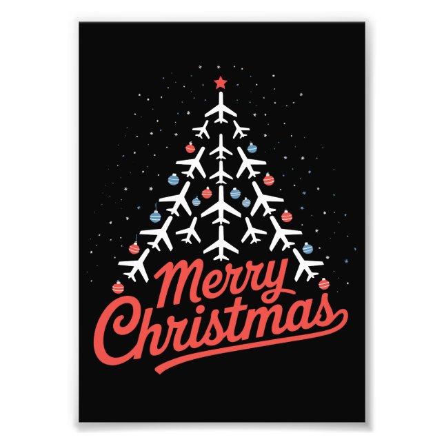 Aeroplane Christmas Tree Pilot Photo Print (Front)