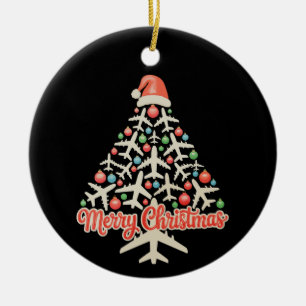 Aeroplane Christmas Tree Pilot Xmas Holiday Family Ceramic Tree Decoration
