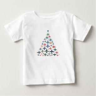 Aeroplane Christmas Tree Retro Pilot Flying Flight Baby T-Shirt