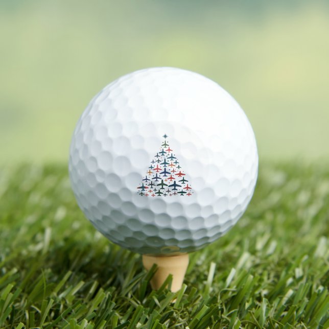 Aeroplane Christmas Tree Retro Pilot Flying Flight Golf Balls (Insitu Tee)