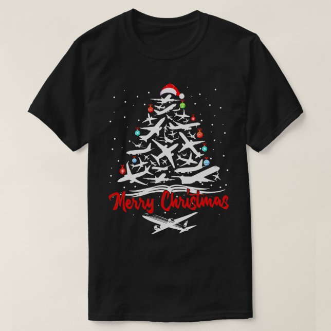 Aeroplane Christmas Tree tshirts  (Design Front)